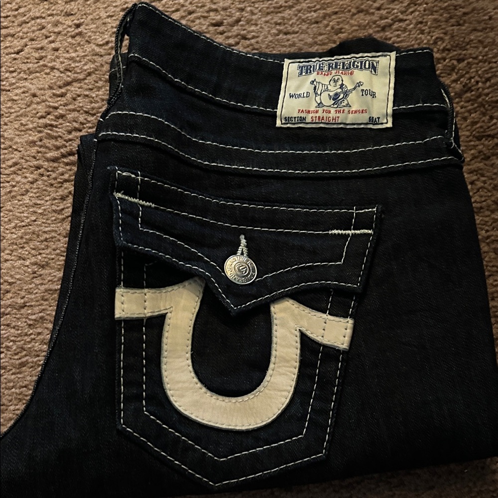 True Religion Dark Denim with Cream Accents